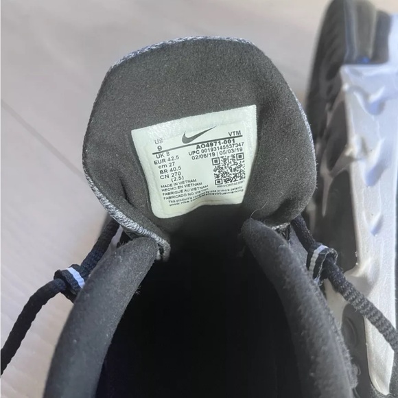 Men’s Size 9 - Nike Air Max 270 React Op-Art Optical Black/Gray Running Sneaker - Picture 9 of 9